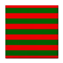 Red And Green Christmas Cabana Stripes Face Towel by PodArtist