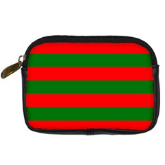 Red And Green Christmas Cabana Stripes Digital Camera Cases by PodArtist