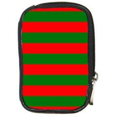 Red And Green Christmas Cabana Stripes Compact Camera Cases by PodArtist