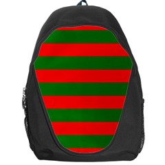 Red And Green Christmas Cabana Stripes Backpack Bag by PodArtist