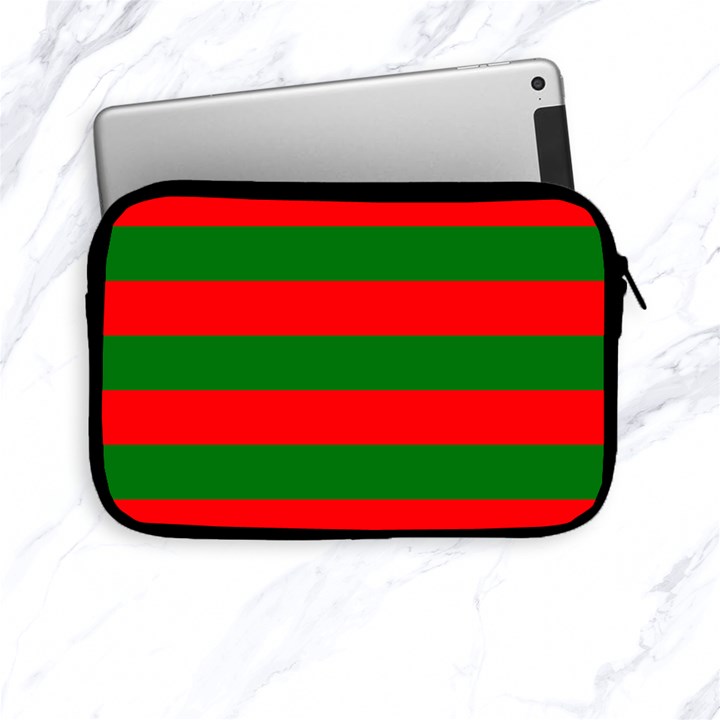 Red and Green Christmas Cabana Stripes Apple iPad Mini Zipper Cases