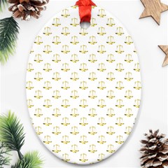 Gold Scales Of Justice on White Repeat Pattern All Over Print Ornament (Oval)