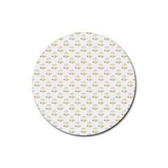 Gold Scales Of Justice On White Repeat Pattern All Over Print Rubber Coaster (round)  by PodArtist