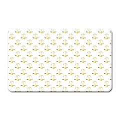 Gold Scales Of Justice On White Repeat Pattern All Over Print Magnet (rectangular) by PodArtist