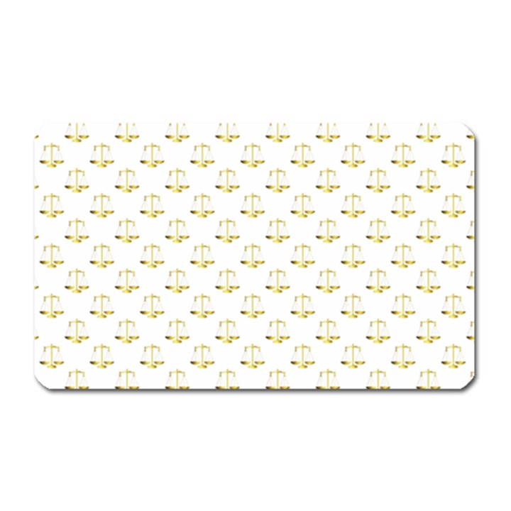 Gold Scales Of Justice on White Repeat Pattern All Over Print Magnet (Rectangular)