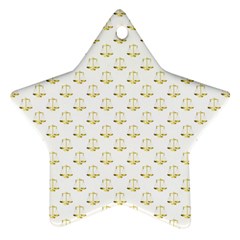 Gold Scales Of Justice On White Repeat Pattern All Over Print Star Ornament (two Sides) by PodArtist