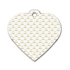 Gold Scales Of Justice on White Repeat Pattern All Over Print Dog Tag Heart (One Side)