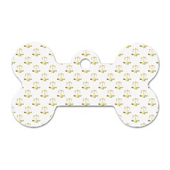 Gold Scales Of Justice on White Repeat Pattern All Over Print Dog Tag Bone (One Side)