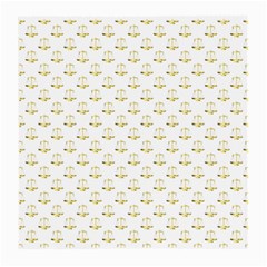 Gold Scales Of Justice On White Repeat Pattern All Over Print Medium Glasses Cloth (2-side) by PodArtist