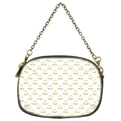 Gold Scales Of Justice On White Repeat Pattern All Over Print Chain Purses (two Sides)  by PodArtist