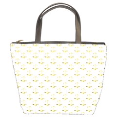 Gold Scales Of Justice on White Repeat Pattern All Over Print Bucket Bags