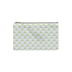 Gold Scales Of Justice On White Repeat Pattern All Over Print Cosmetic Bag (small)  by PodArtist