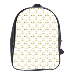 Gold Scales Of Justice On White Repeat Pattern All Over Print School Bag (large) by PodArtist