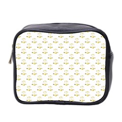 Gold Scales Of Justice On White Repeat Pattern All Over Print Mini Toiletries Bag 2-side by PodArtist