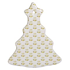 Gold Scales Of Justice on White Repeat Pattern All Over Print Ornament (Christmas Tree) 