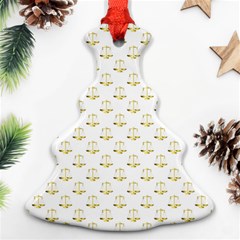 Gold Scales Of Justice on White Repeat Pattern All Over Print Christmas Tree Ornament (Two Sides)