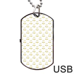 Gold Scales Of Justice On White Repeat Pattern All Over Print Dog Tag Usb Flash (one Side) by PodArtist