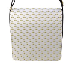 Gold Scales Of Justice on White Repeat Pattern All Over Print Flap Messenger Bag (L) 