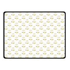 Gold Scales Of Justice On White Repeat Pattern All Over Print Double Sided Fleece Blanket (small)  by PodArtist