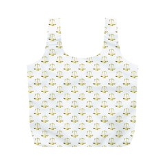 Gold Scales Of Justice on White Repeat Pattern All Over Print Full Print Recycle Bags (M) 