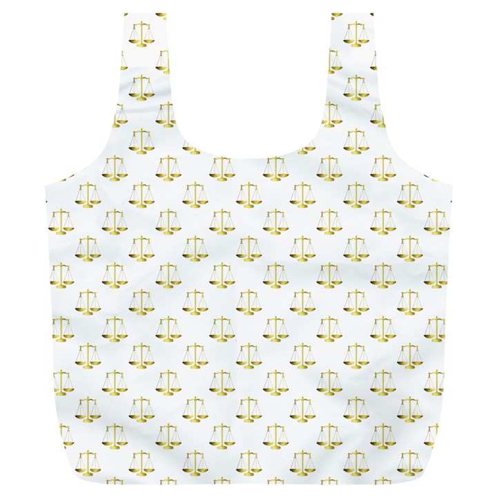 Gold Scales Of Justice on White Repeat Pattern All Over Print Full Print Recycle Bags (L) 