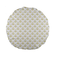 Gold Scales Of Justice On White Repeat Pattern All Over Print Standard 15  Premium Flano Round Cushions by PodArtist