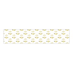 Gold Scales Of Justice On White Repeat Pattern All Over Print Velvet Scrunchie by PodArtist