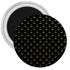 Gold Scales Of Justice On Black Repeat Pattern All Over Print  3  Magnets by PodArtist