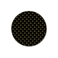 Gold Scales Of Justice On Black Repeat Pattern All Over Print  Magnet 3  (round) by PodArtist