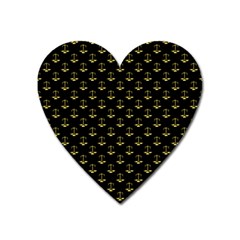 Gold Scales Of Justice On Black Repeat Pattern All Over Print  Heart Magnet by PodArtist