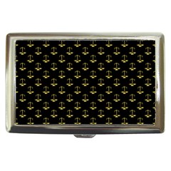 Gold Scales Of Justice On Black Repeat Pattern All Over Print  Cigarette Money Cases by PodArtist