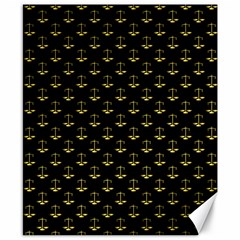 Gold Scales Of Justice On Black Repeat Pattern All Over Print  Canvas 8  X 10  by PodArtist