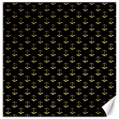 Gold Scales Of Justice On Black Repeat Pattern All Over Print  Canvas 20  X 20   by PodArtist