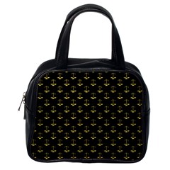 Gold Scales Of Justice On Black Repeat Pattern All Over Print  Classic Handbags (one Side) by PodArtist