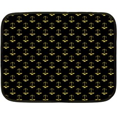 Gold Scales Of Justice On Black Repeat Pattern All Over Print  Fleece Blanket (mini) by PodArtist