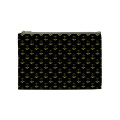 Gold Scales Of Justice On Black Repeat Pattern All Over Print  Cosmetic Bag (medium)  by PodArtist