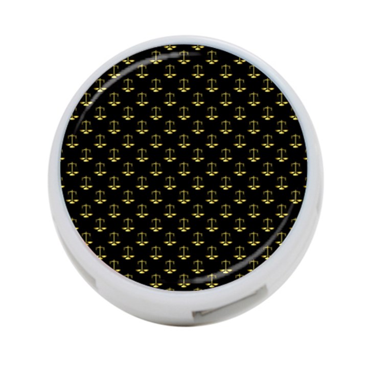 Gold Scales Of Justice on Black Repeat Pattern All Over Print  4-Port USB Hub (One Side)