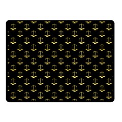 Gold Scales Of Justice On Black Repeat Pattern All Over Print  Fleece Blanket (small) by PodArtist