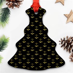 Gold Scales Of Justice On Black Repeat Pattern All Over Print  Ornament (christmas Tree)  by PodArtist