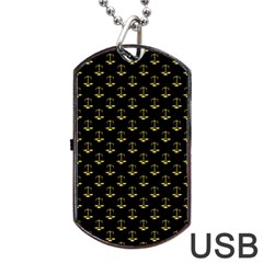 Gold Scales Of Justice On Black Repeat Pattern All Over Print  Dog Tag Usb Flash (two Sides) by PodArtist