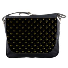 Gold Scales Of Justice On Black Repeat Pattern All Over Print  Messenger Bags by PodArtist