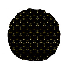 Gold Scales Of Justice On Black Repeat Pattern All Over Print  Standard 15  Premium Round Cushions by PodArtist