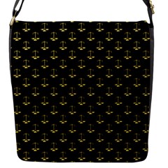 Gold Scales Of Justice On Black Repeat Pattern All Over Print  Flap Messenger Bag (s) by PodArtist