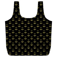 Gold Scales Of Justice On Black Repeat Pattern All Over Print  Full Print Recycle Bags (l)  by PodArtist