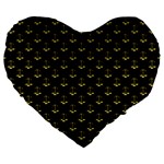 Gold Scales Of Justice on Black Repeat Pattern All Over Print  Large 19  Premium Flano Heart Shape Cushions Front