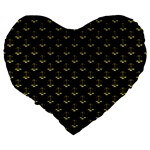 Gold Scales Of Justice on Black Repeat Pattern All Over Print  Large 19  Premium Flano Heart Shape Cushions Back