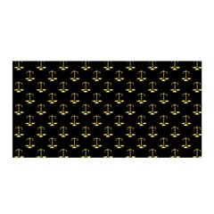 Gold Scales Of Justice On Black Repeat Pattern All Over Print  Satin Wrap by PodArtist