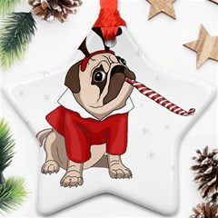 Pug Xmas Ornament (star) by Valentinaart