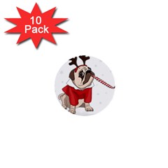 Pug Xmas 1  Mini Buttons (10 Pack)  by Valentinaart