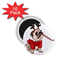 Pug Xmas 1 75  Magnets (10 Pack)  by Valentinaart